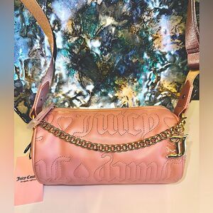 NWT Juicy Couture Quilted Taffy Pink Juicy Chain Barrel Crossbody Bag